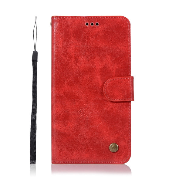 For Lenovo Vibe P1 Retro Copper Button Crazy Horse Horizontal Flip PU Leather Case with Holder & Card Slots & Wallet & Lanyard(Red)