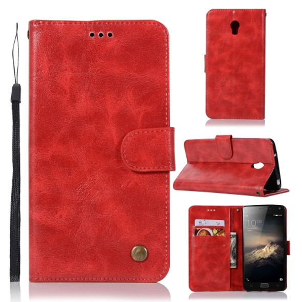 For Lenovo Vibe P1 Retro Copper Button Crazy Horse Horizontal Flip PU Leather Case with Holder & Card Slots & Wallet & Lanyard(Red)