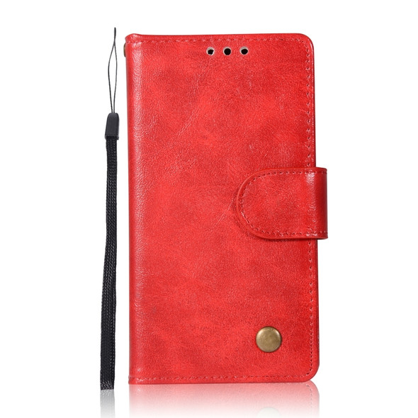 For Lenovo A2010 Retro Copper Button Crazy Horse Horizontal Flip PU Leather Case with Holder & Card Slots & Wallet & Lanyard(Red)