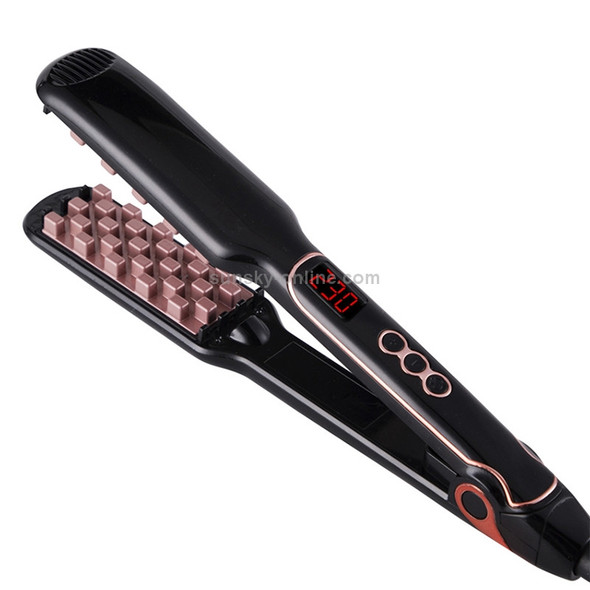 Multi-functional Long & Short Hair Styling Iron Ceramic Tourmaline Volumizing Hair Iron, Plug standard:CN(Black gold)