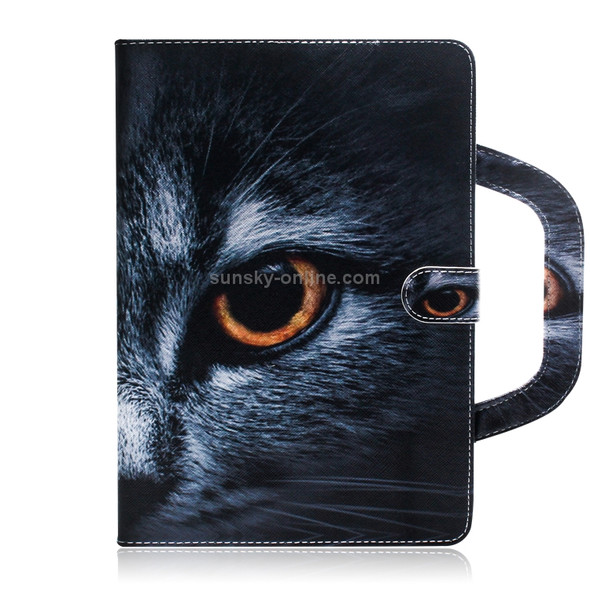 Half-Faced Cat Pattern Horizontal Flip Leather Case for Amazon Kindle Fire HD 10 2015/2017, with Holder & Card Slot & Wallet