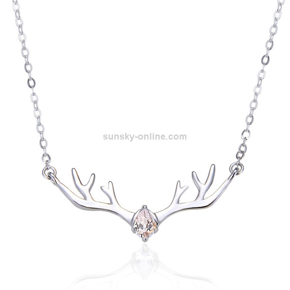 Women Fashion S925 Sterling Silver Elk Shape Necklace (Pink)