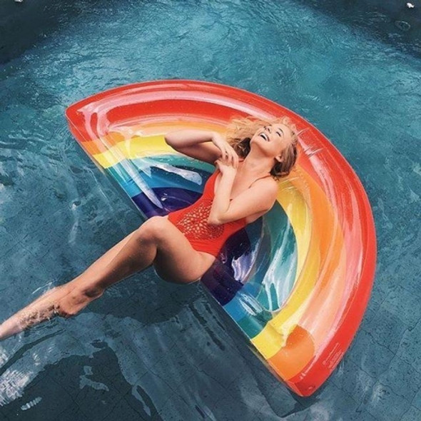 Inflatable Rainbow Shaped Floating Mat Swimming Ring, Inflated Size: 180 x 90cm