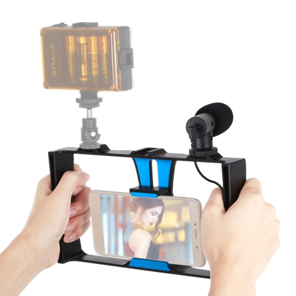 PULUZ 2 in 1 Live Broadcast Smartphone Video Rig + Microphone Kits for iPhone, Galaxy, Huawei, Xiaomi, HTC, LG, Google, and Other Smartphones(Blue)