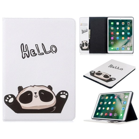 For iPad 10.5 inch Colored Drawing Pattern Horizontal Flip PU Leather Case with Holder & Card Slots & Wallet(Hello Panda)