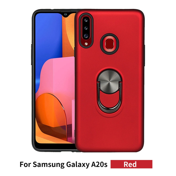 For Galaxy A20s   360 Rotary Multifunctional Stent PC+TPU Case with Magnetic Invisible Holder(Red)