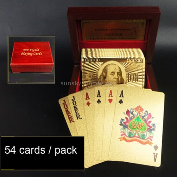 Creative Frosted Golden Dollar Back Texture Plastic From Vegas to Macau Playing Cards Texas Poker with Wooden Gift Box