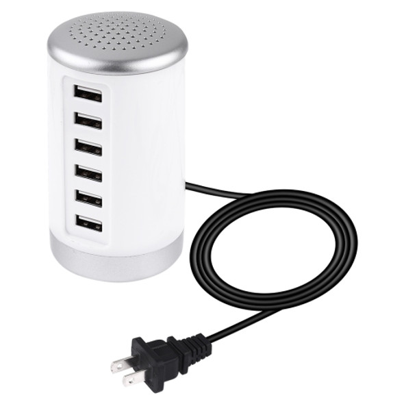 XLD4 30W 6-USB Ports Charger Station Power Adapter AC100-240V, US Plug(White)