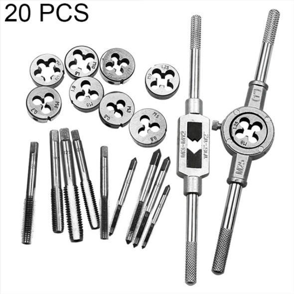 20 PCS Multi-specification Tap and Die Combination Set Hand Metric Wire Tapping Wrench Winch