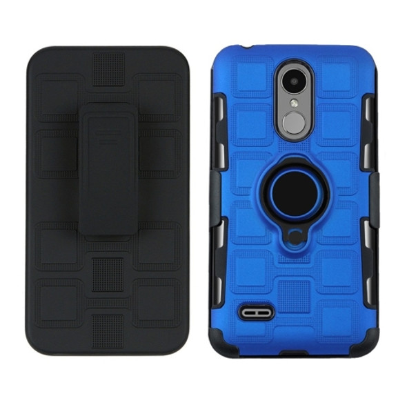 For LG K8 (2017) EU Version 3 In 1 Cube PC + TPU Protective Case with 360 Degrees Rotate Black Ring Holder(Blue)