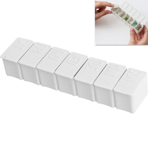 Cute Mini Travel Portable Seven-grid Plastic Pill Box(Gray White)