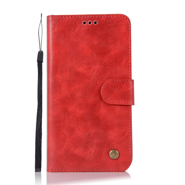 For Lenovo A7010 Retro Copper Button Crazy Horse Horizontal Flip PU Leather Case with Holder & Card Slots & Wallet & Lanyard(Red)