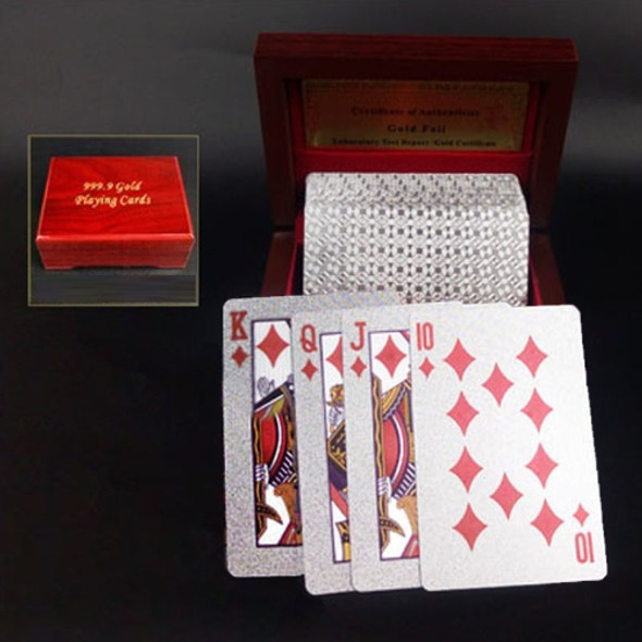 Creative Frosted Silver Tattice Back Texture Plastic From Vegas to Macau Playing Cards Texas Poker with Wooden Gift Box