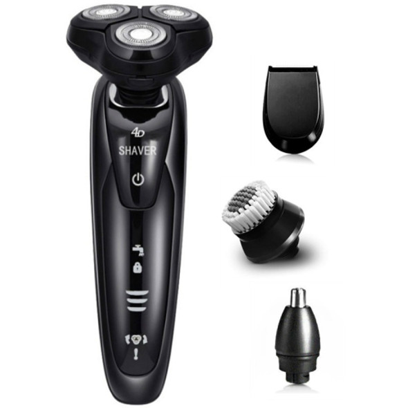 4D Botary Male Electric Shaver Wet Dry Rechargeable Beard Shaving Machine(Black)