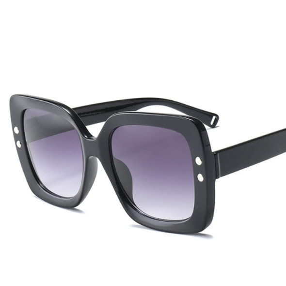 2 PCS Oversized Sunglasses Women Luxury Transparent Gradient Sun Glasses Big Frame Vintage Eyewear UV400 Glasses(Black)