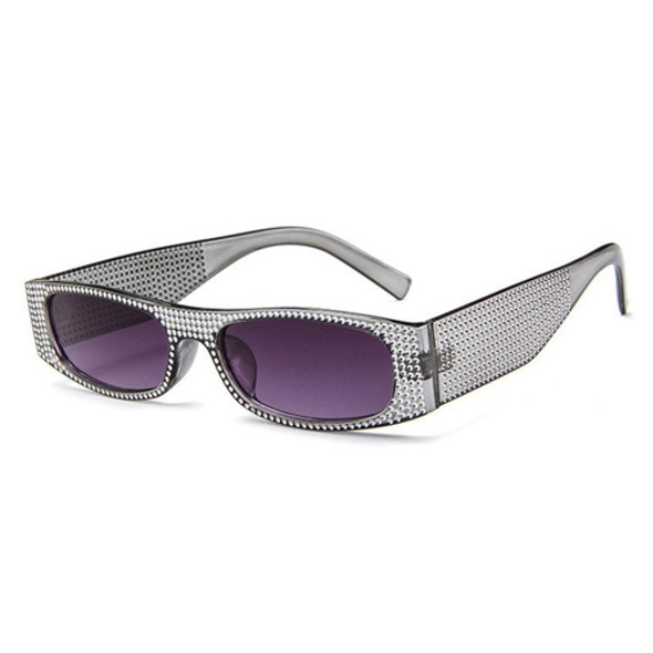 Square Sunglasses Women Imitation Diamond Lasses Fashion UV400 Sunglasses(C3)