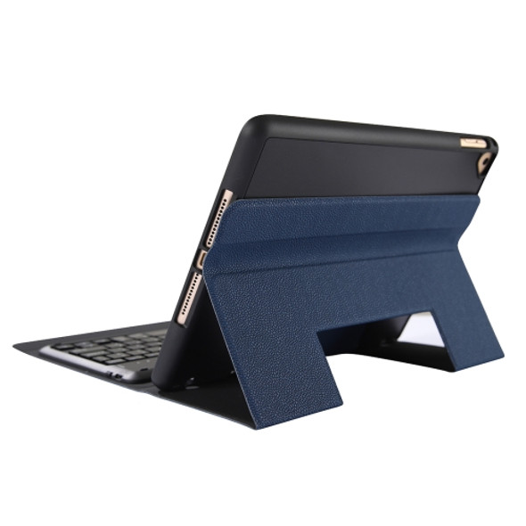 K07B Bluetooth 3.0 Ultra-thin One-piece Bluetooth Keyboard Leather Case for iPad 9.7 (2018) / 9.7 inch (2017) / Pro 9.7 inch / Air 2 / Air, with Pen Slot & Holder (Blue)