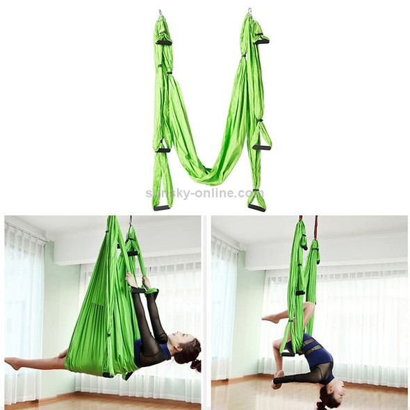 6 Handles Bodybuilding Handstand Inelasticity Aerial Yoga Hammock(Green)