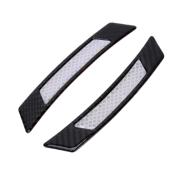 2 PCS Carbon Fiber Reflective Car Fender Flare Wheel Brow Warning Strip Stickers(White)