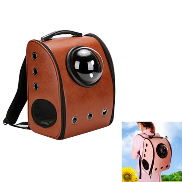 Space Capsule Carrier Breathable Pet Backpack Travel Portable Pet Bag for Cat / Dog and Other Pets, Size:32*29*42cm(Brown)