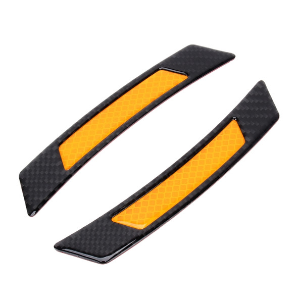 2 PCS Carbon Fiber Reflective Car Fender Flare Wheel Brow Warning Strip Stickers(Yellow)