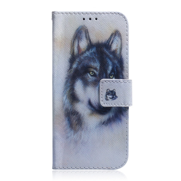 White Wolf Pattern Coloured Drawing Horizontal Flip Leather Case for Huawei P30, with Holder & Card Slots & Wallet