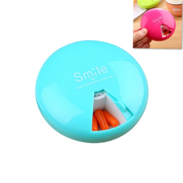 2 PCS Portable 7 Days Drugs Pill Container Rotation Pillbox(Blue)