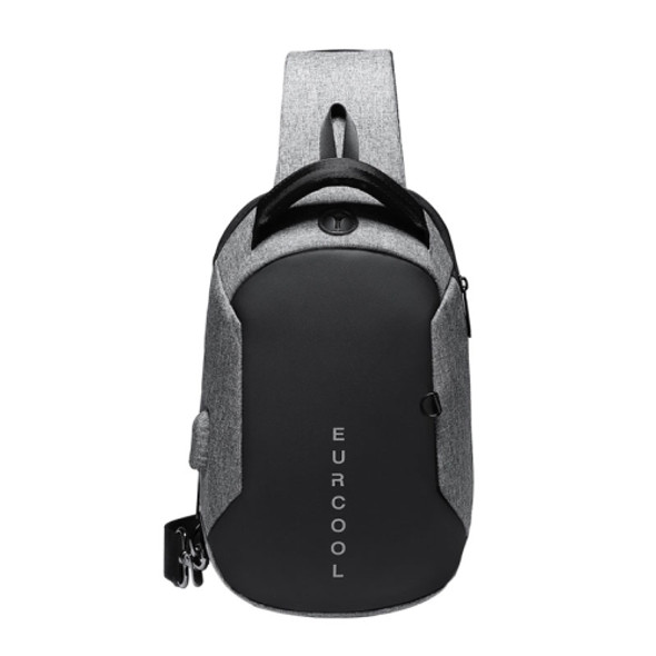 Multi Function Crossbody Bags Men Chest Bag Water Repellent Shoulder Bag with USB Charging Port L(Gray)