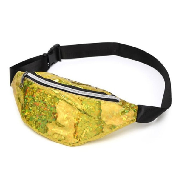 Women Sequins Laser Waist Pack Multi-functional Sports Chest Waist Bag(Yellow)