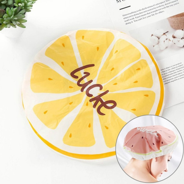 Cute Cartoon Lace Elastic Waterproof Fruit Pattern Shower Cap(Lemon)