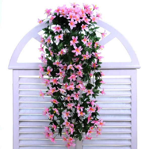 Artificial Flower Wall Hanging Lily Flower Vine Basket Flower Party Decorations(Pink)