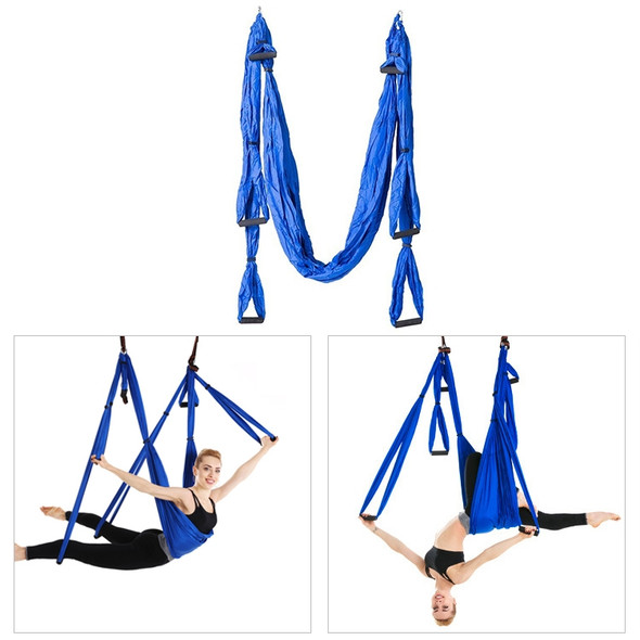 6 Handles Bodybuilding Handstand Inelasticity Aerial Yoga Hammock(Sapphire Blue)