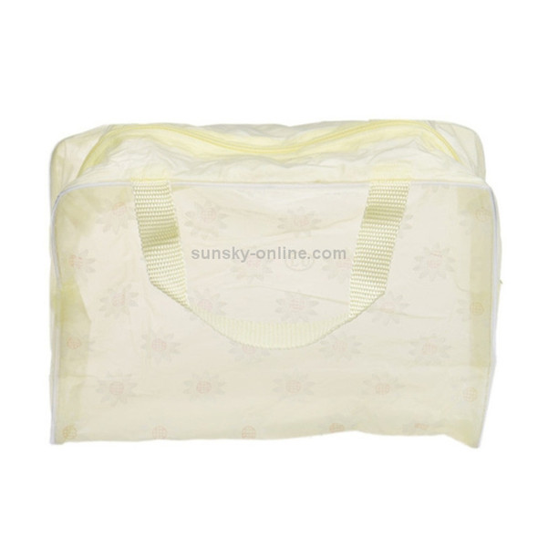3 PCS Make Up Organizer Bag Toiletry Bathing Storage Bag Women Waterproof Transparent Floral PVC Travel Cosmetic Bag(yellow)
