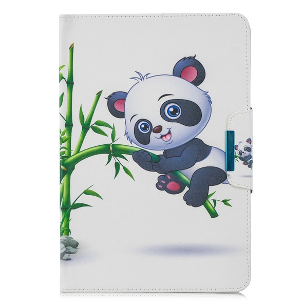 For 10 inch  Tablet PC Universal Colored Drawing Horizontal Flip PU Leather Case with Holder & Card Slot(Bamboo Panda)