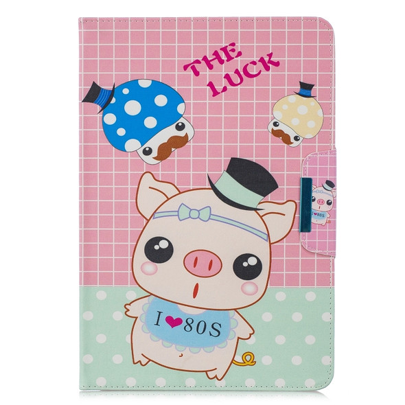 For 10 inch  Tablet PC Universal Colored Drawing Horizontal Flip PU Leather Case with Holder & Card Slot(Hat Pig)