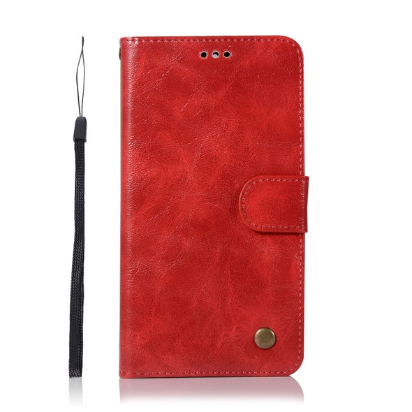 For Lenovo K5 Note Retro Copper Button Crazy Horse Horizontal Flip PU Leather Case with Holder & Card Slots & Wallet & Lanyard(Red)