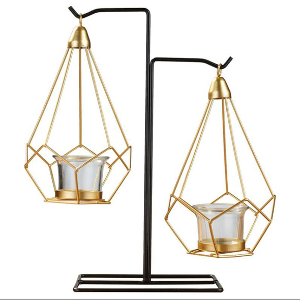 Minimalist Wrought Iron Scented Candle Holder Romantic Candlelight Dinner Home Wedding Props Ornaments, Style:XY2005