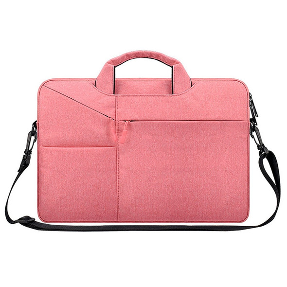 ST02S Waterproof Tear Resistance Hidden Portable Strap One-shoulder Handbag for 15.6 inch Laptops, with Suitcase Belt(Pink)