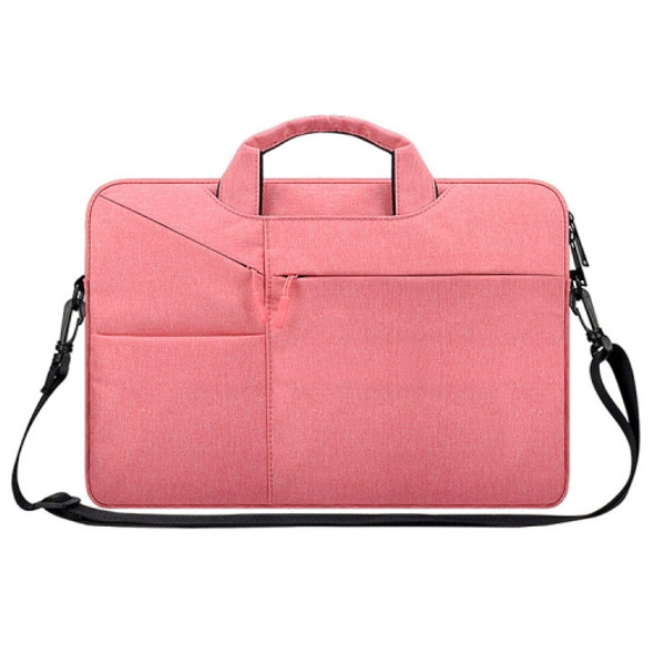 ST02S Waterproof Tear Resistance Hidden Portable Strap One-shoulder Handbag for 15.6 inch Laptops, with Suitcase Belt(Pink)