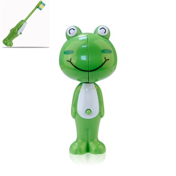 Childrens Cartoon Animal Telescopic Toothbrush Baby Soft Fur Toothbrush(Frog)