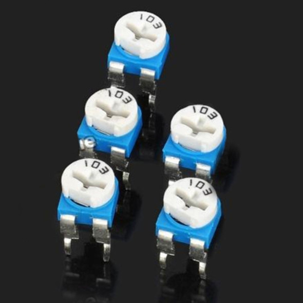 5 PCS 0.1W 50V Horizontal 103 10K Ohm Adjustable Resistor