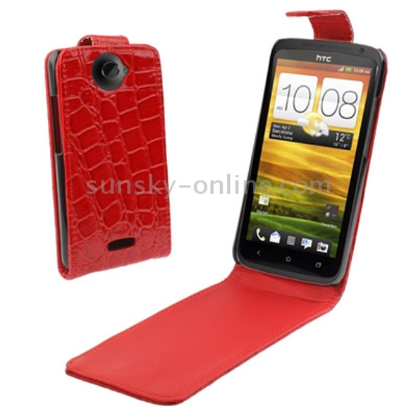 Crocodile Texture Vertical Flip Holster Leather Case for HTC One X / Edge / S720e (Red)