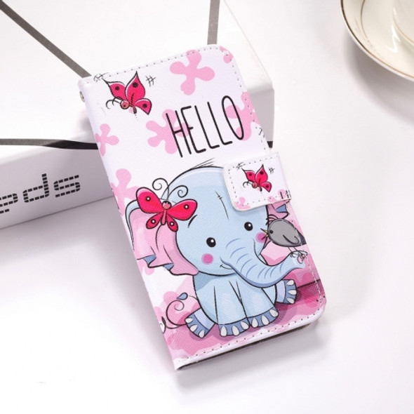 Butterfly Elephant Pattern Colored Drawing Horizontal Flip Leather Case for Huawei P30 Lite, with Holder & Card Slots & Wallet & Lanyard