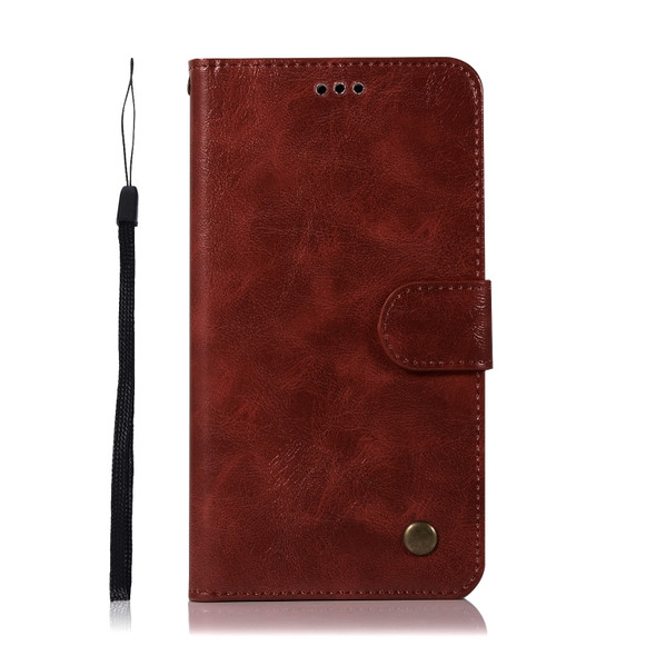 For Lenovo K6 Note Retro Copper Button Crazy Horse Horizontal Flip PU Leather Case with Holder & Card Slots & Wallet & Lanyard(Wine Red)