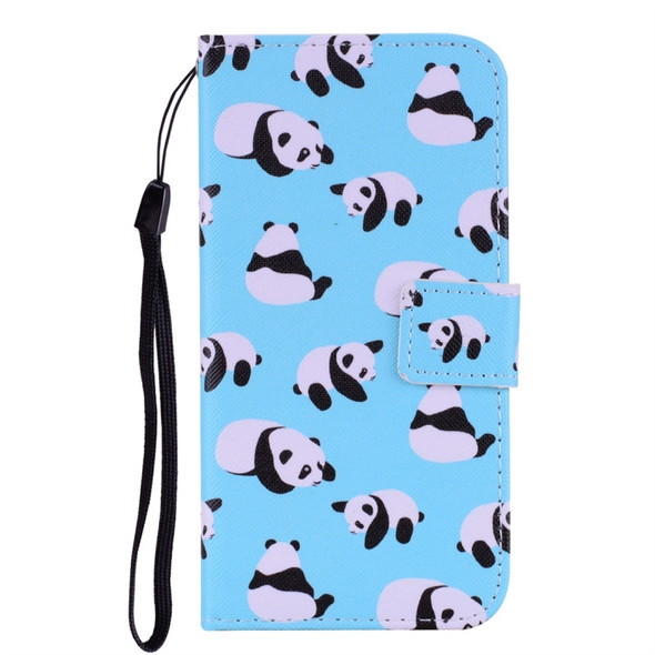 Pandas Pattern Colored Drawing Horizontal Flip Leather Case for Huawei P30 Lite, with Holder & Card Slots & Wallet & Lanyard