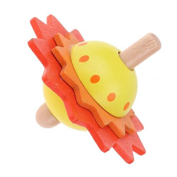 Wooden Colorful Flower Spinning Handmade Gyro Developing Kids Toy(Red)
