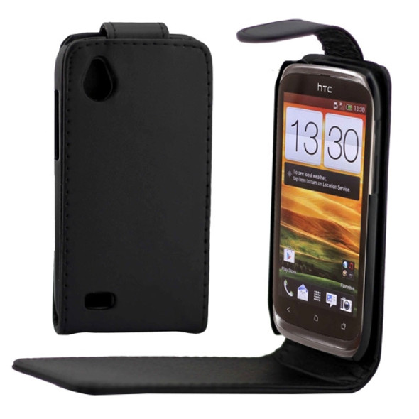 Vertical Flip Leather Case for HTC Desire V / T328W(Black)