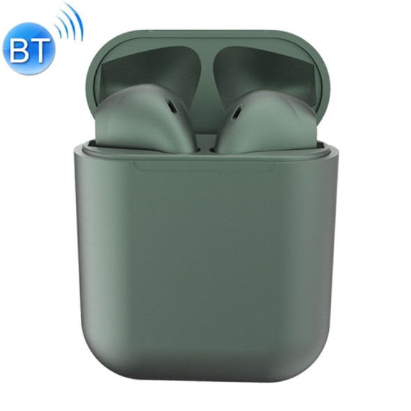 InPods12 TWS Bluetooth 5.0 Metallic Matte Plating Bluetooth Earphone with Charging Case, Supports Call & Touch(Dark Green)