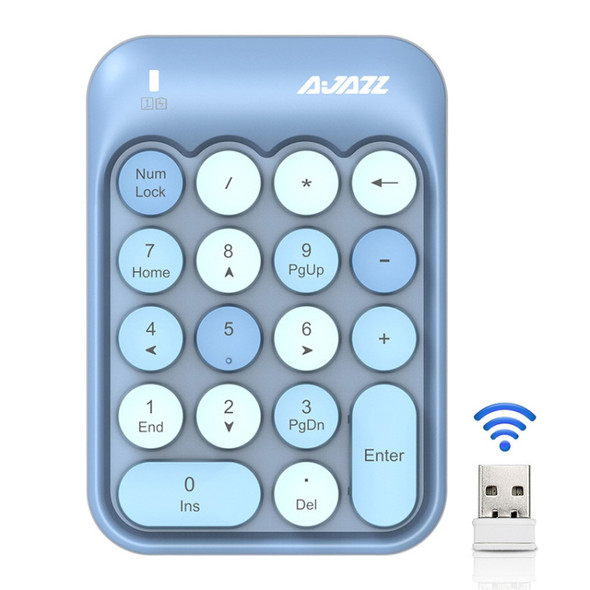 Ajazz AK18 2.4G Mini Wireless Mixed Color Keys Numeric Keyboard (Blue)
