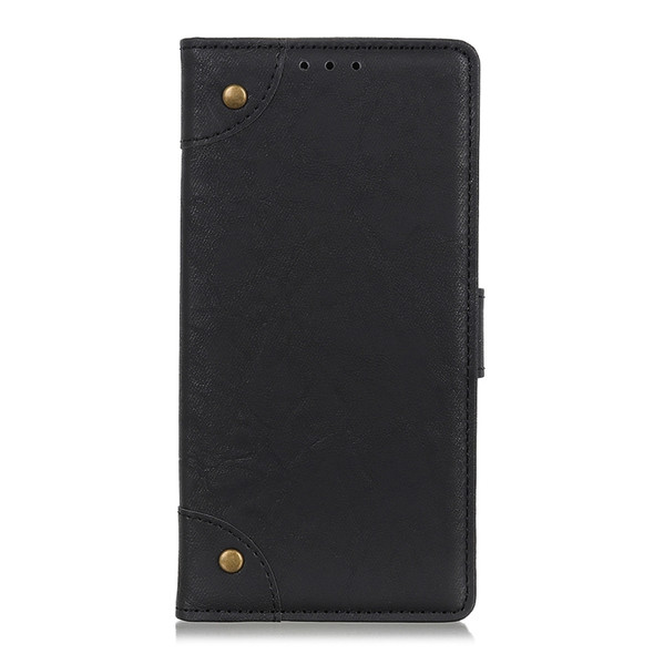 For Huawei P40 Lite E / Y7P Copper Buckle Retro Crazy Horse Texture Horizontal Flip Leather Case with Holder & Card Slots & Wallet(Black)
